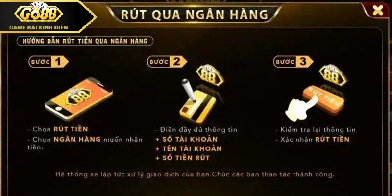 Hướng dẫn rút tiền tại cổng game Go88 qua hệ thống ngân hàng